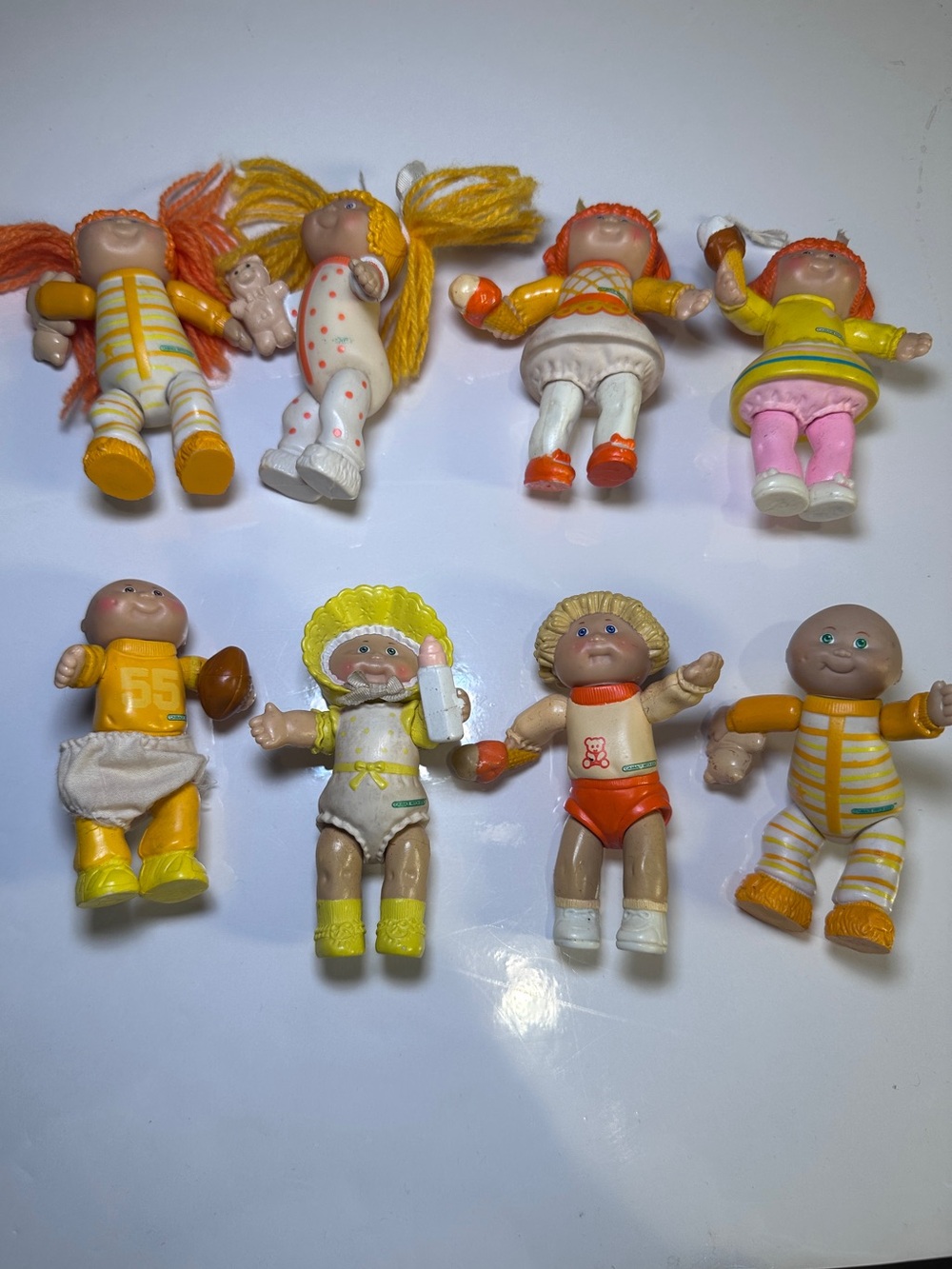 Vintage 1980s Cabbage Patch Kids Miniature Pose-Able Doll Figurines Lot of 8